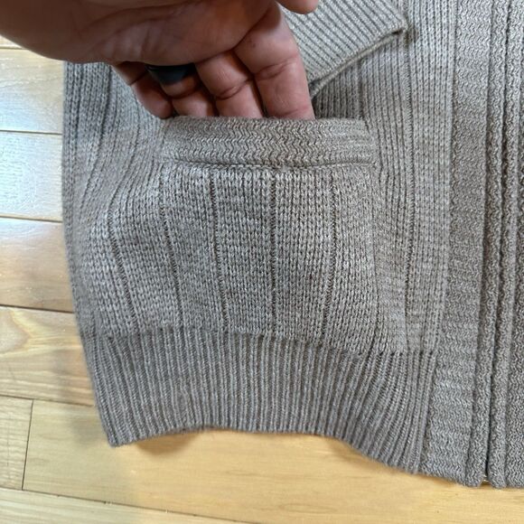 Vintage David Taylor Full Zip Cardigan 90s Beige Knit Grandpa Sweater - Size L - Picture 2 of 5